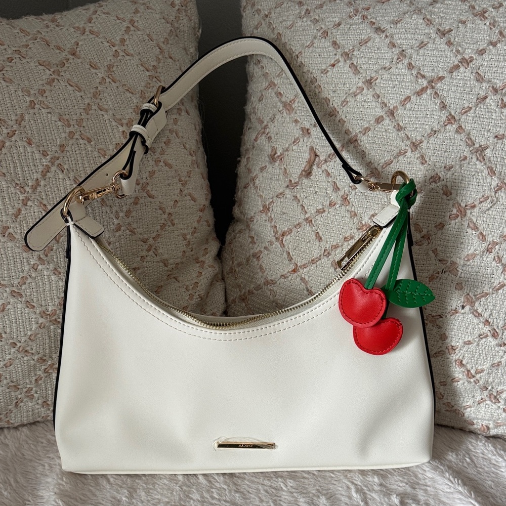 Aldo Cream Shoulder Bag with Gold Accents